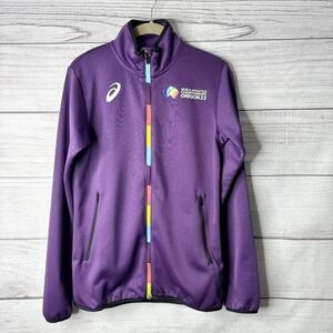 Asics‎ World Athletics Championships Oregon22 Purple Full Zip LONG Jacket sz XXS